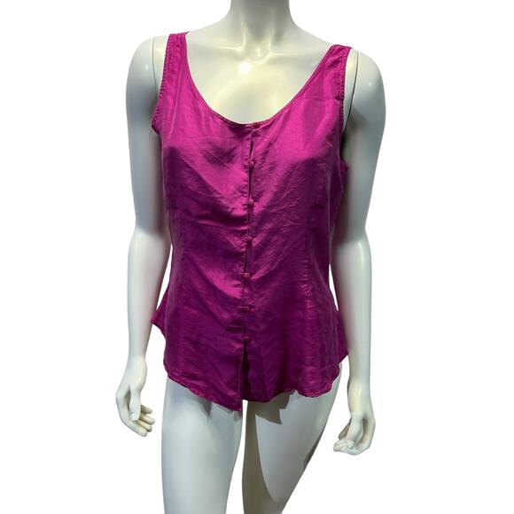 studio new york 90s 100% silk raspberry sleeveless blouse small - Picture 9 of 16